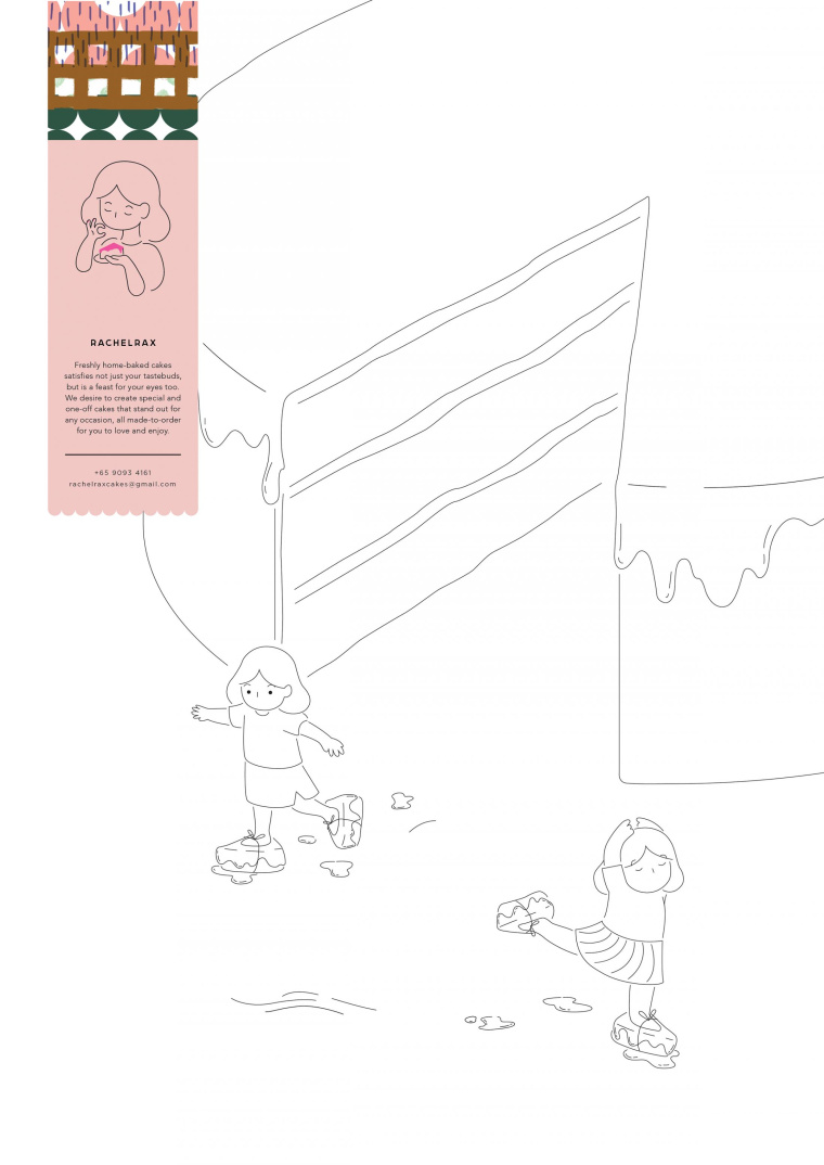 Rachelrax食品蛋糕平面廣告創(chuàng)意設計欣賞“線條漫畫-玩?！逼?上海廣告策劃設計公司