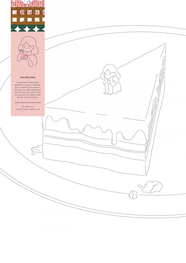 Rachelrax食品蛋糕平面廣告創(chuàng)意設計欣賞“線條漫畫-憂郁”篇-上海廣告策劃設計公司