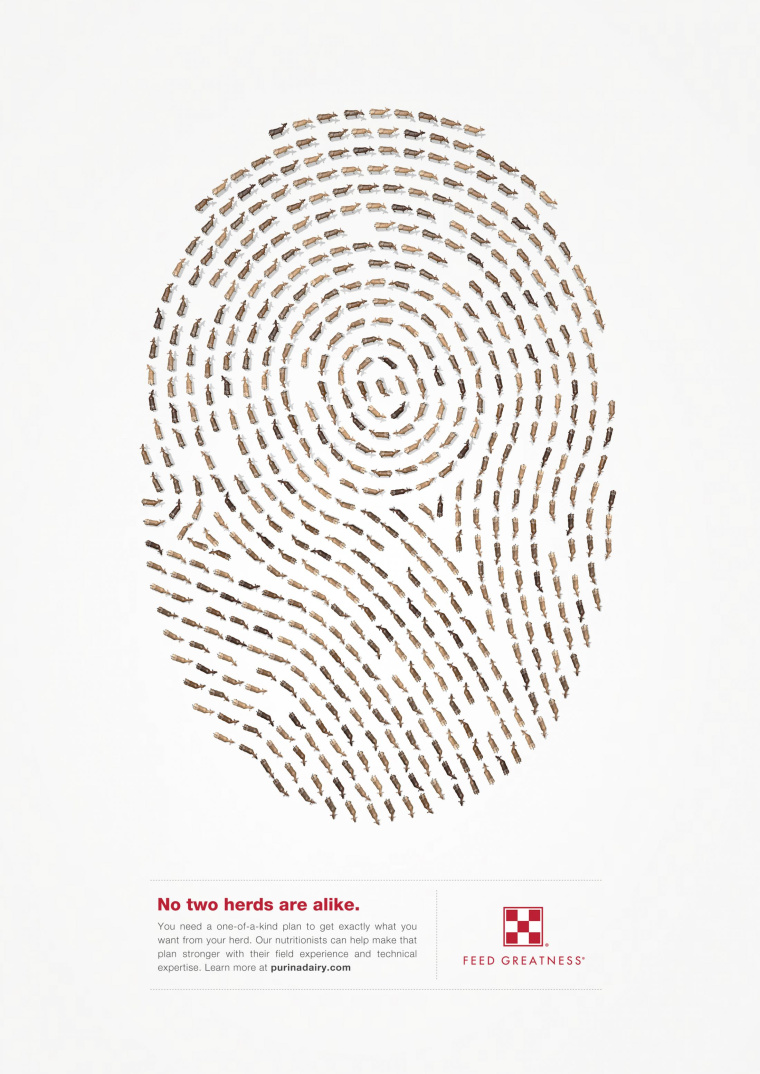 Purina 動(dòng)物飼料平面創(chuàng)意廣告設(shè)計(jì)“指紋-黃?!? alt=