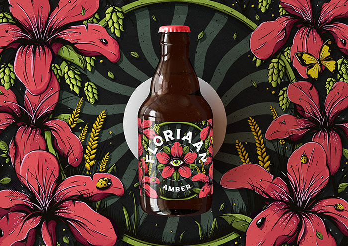 Floriaan精釀啤酒包裝標(biāo)簽設(shè)計(jì)“萬(wàn)花筒花卉插畫篇”-上海包裝設(shè)計(jì)