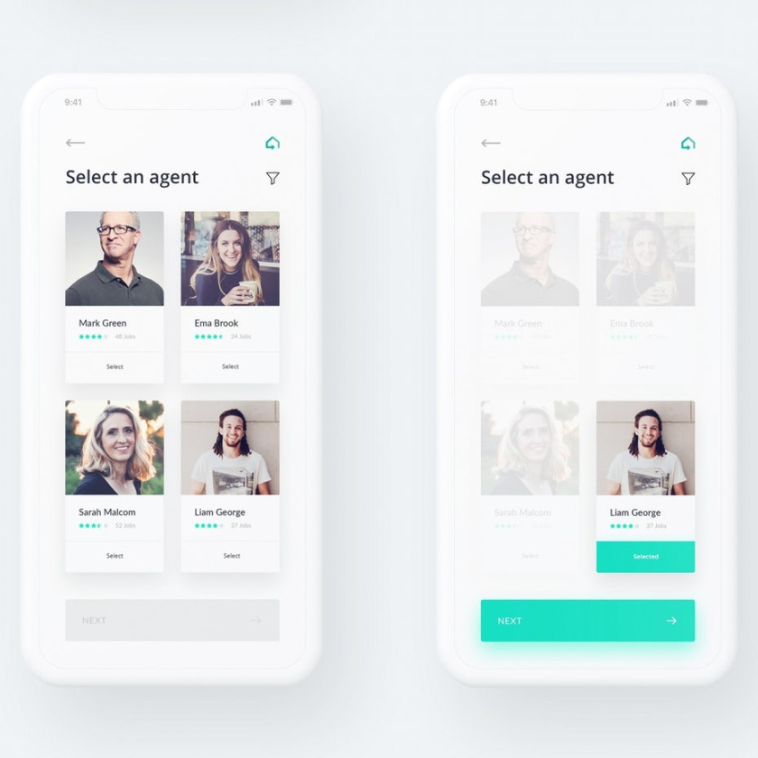 極簡主義網站和app設計-房地產應用程序設計