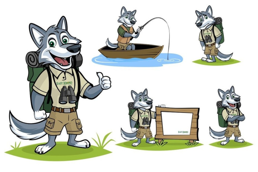 東愛達荷州信用合作社狼吉祥物設計