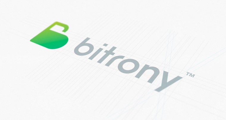 Bitrony 安全支付公司logo設(shè)計(jì)，字母B與鎖具的結(jié)合