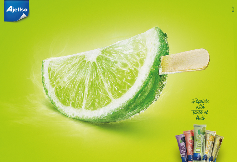 Ajellso水果雪糕冰激凌冰棍系列創(chuàng)意平面廣告設(shè)計-青檸-上海廣告設(shè)計公司