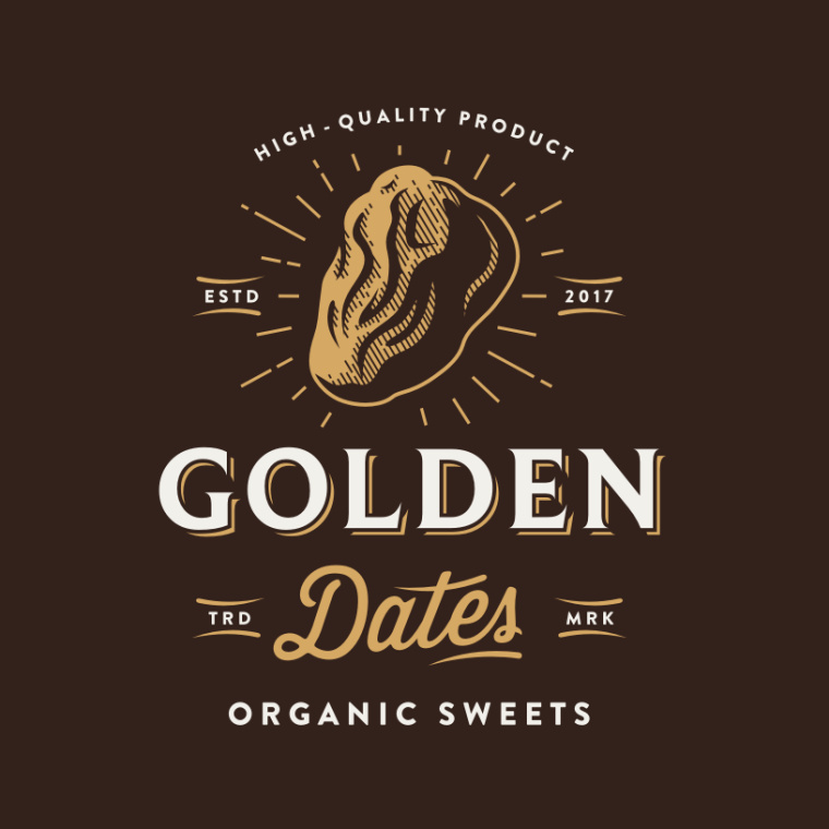 vucifantasticno設(shè)計(jì)公司設(shè)計(jì)的黃金日期的棕色標(biāo)志logo vucifantasticno設(shè)計(jì)公司設(shè)計(jì)的黃金日期的棕色標(biāo)志logo