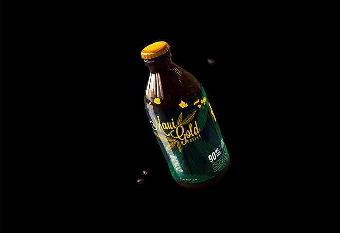 黃金大麻咖啡袋裝及咖啡飲料包裝設(shè)計(jì)，感受夏威夷島嶼文化