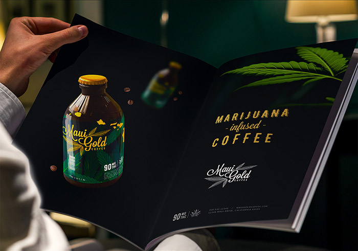 黃金大麻咖啡袋裝及咖啡飲料包裝設(shè)計(jì)，感受夏威夷島嶼文化