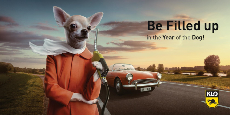 KLO 加油站狗年平面創(chuàng)意廣告“充滿狗的一年”上海廣告設計公司