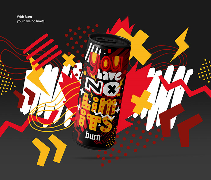 burn 能量飲料包裝設(shè)計(jì),看不懂的包裝設(shè)計(jì),只覺(jué)得挺前衛(wèi)時(shí)尚酷,充滿(mǎn)激情