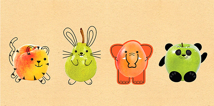 BABYFRUIT嬰兒水果泥輔食包裝-水果外形童趣動(dòng)物線條插畫設(shè)計(jì)