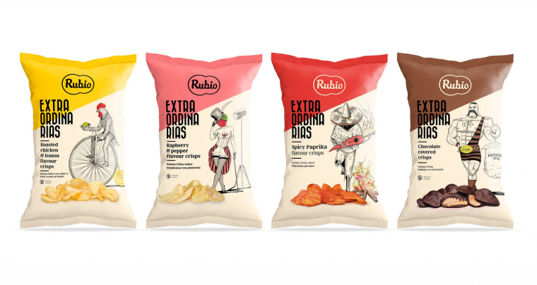 Rubio 薯片包裝設(shè)計(jì)，創(chuàng)意鉛筆素描人物風(fēng)格系列