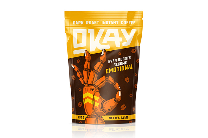 OKAY咖啡神秘生物的手插圖包裝設(shè)計(jì)，一切都會(huì)好起來(lái)的