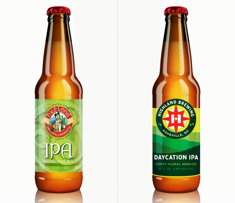 Highland Brewing啤酒包裝設計標志設計，字母“H”與指南針巧妙的融合