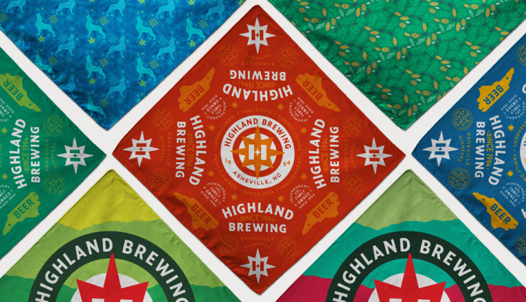 Highland Brewing啤酒包裝設計標志設計，字母“H”與指南針巧妙的融合