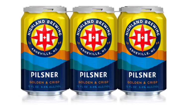 Highland Brewing啤酒包裝設計標志設計，字母“H”與指南針巧妙的融合