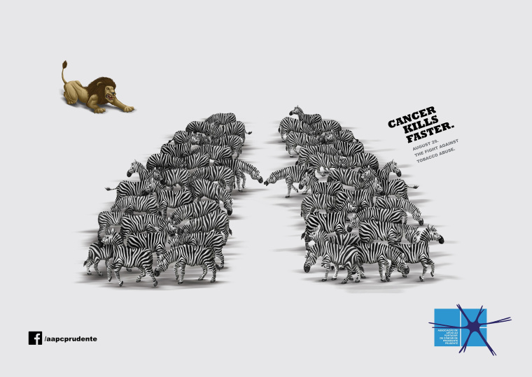 AAPC公益平面創(chuàng)意廣告吸煙引發(fā)肺癌之天敵篇之天敵賞析-獅子