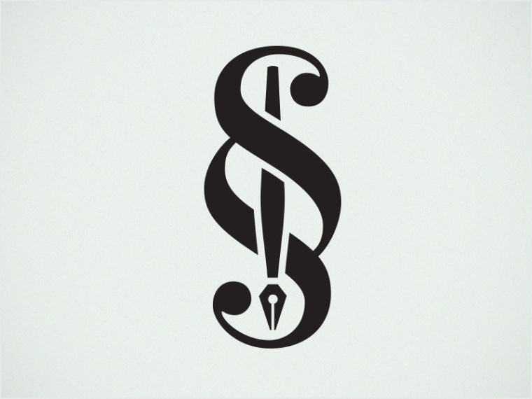 字母“L”加鋼筆組合法律logo設計--上海logo設計公司