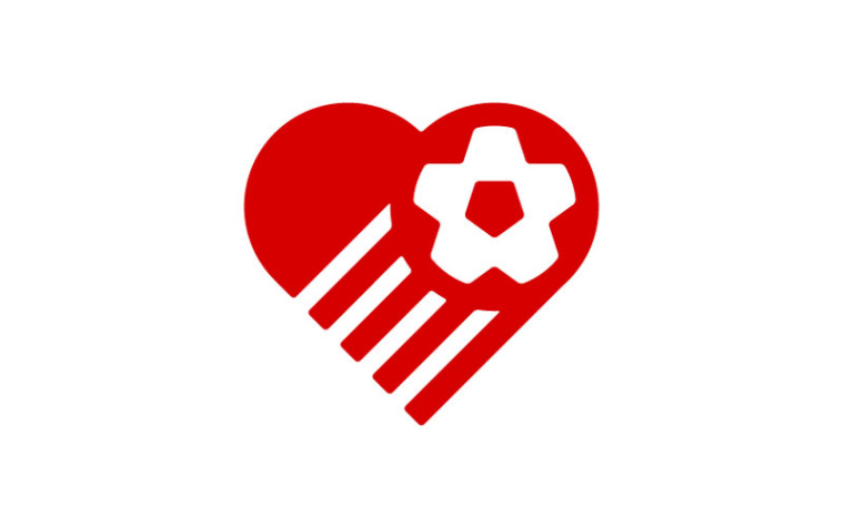 紅色心臟加足球logo設(shè)計(jì)--上海logo設(shè)計(jì)公司