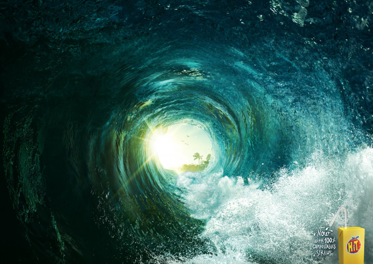 Postobón飲料平面創(chuàng)意廣告環(huán)保-水篇：請(qǐng)使用可堆肥吸管