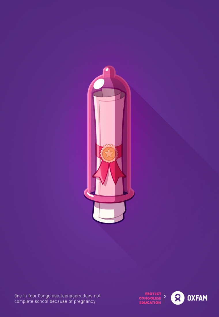 Oxfam樂(lè)施會(huì)關(guān)愛(ài)婦女公益創(chuàng)意平面廣告“避孕套，關(guān)愛(ài)女性未來(lái)”-上海廣告設(shè)計(jì)公司