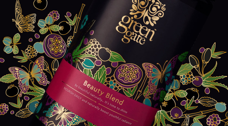 Green Gate護(hù)膚品牌標(biāo)志設(shè)計(jì)包裝設(shè)計(jì)，縷縷金箔增添優(yōu)雅的健康精髓