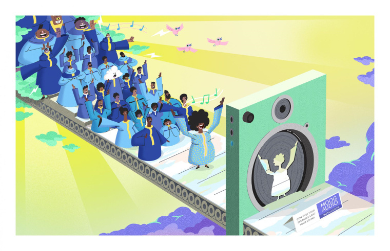 Moog 高端音箱音響設備創(chuàng)意平面廣告設計“濾除雜音篇”