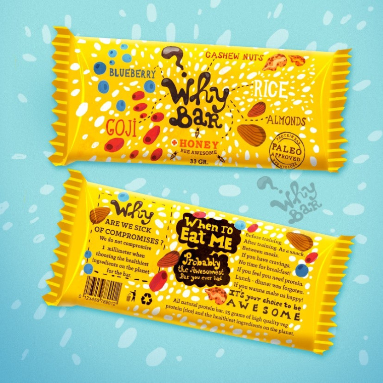 谷物棒黃色包裝設計