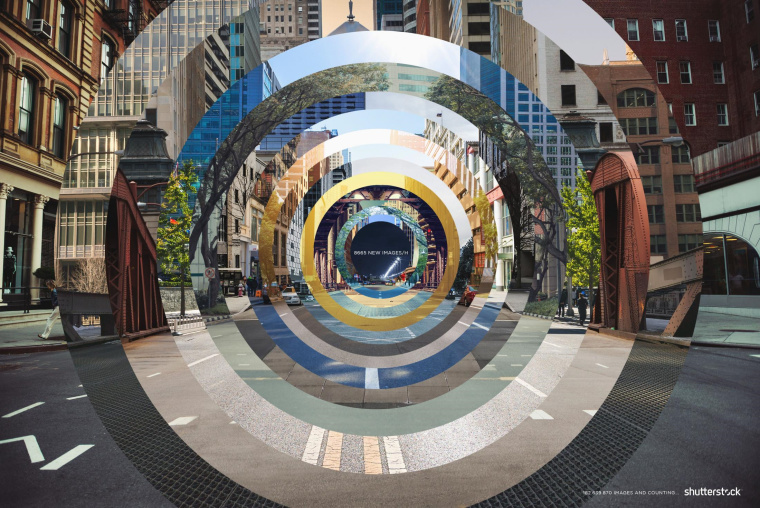 Shutterstock 圖片網(wǎng)站平面創(chuàng)意廣告設(shè)計(jì)，運(yùn)用幾何圖形設(shè)計(jì)的平面廣告-圓形