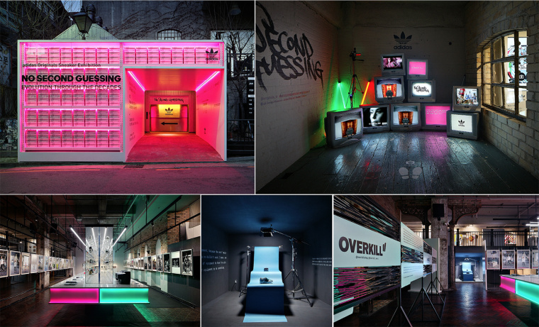 大膽絢麗品牌形象設計-阿迪達斯展覽設計”對比與燈光“