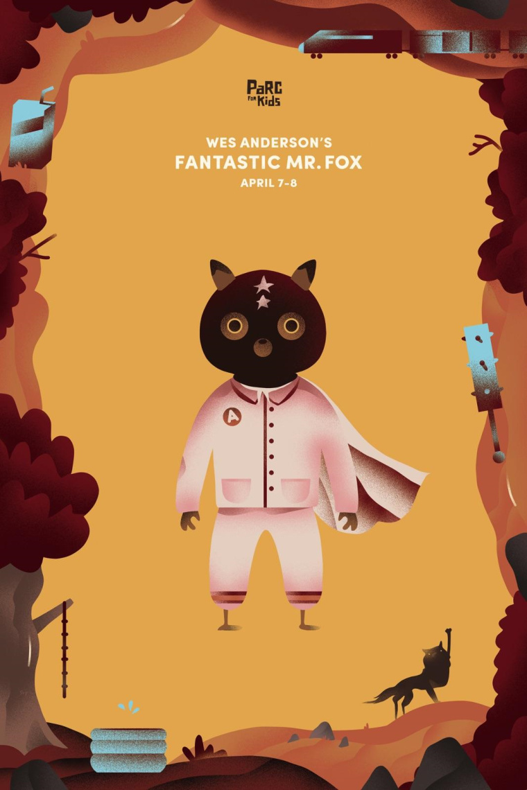 Cinémadu Parc 影院卡通風(fēng)格平面創(chuàng)意廣告宣傳海報(bào)設(shè)計(jì)-神奇福克斯先生