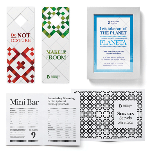 巴塞羅那世紀(jì)酒店logo設(shè)計(jì)品牌VI形象設(shè)計(jì)，幾何方形風(fēng)格