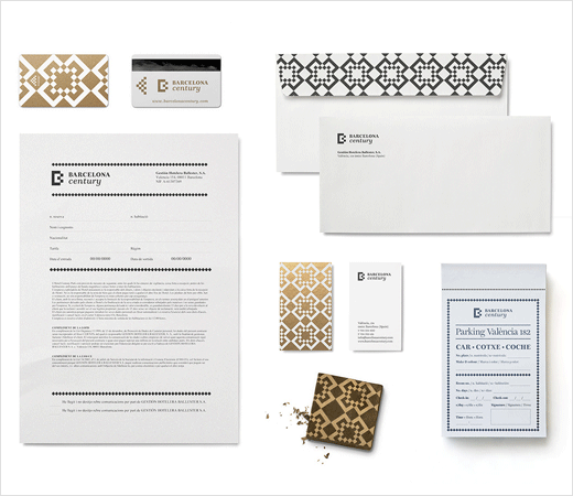 巴塞羅那世紀(jì)酒店logo設(shè)計(jì)品牌VI形象設(shè)計(jì)，幾何方形風(fēng)格