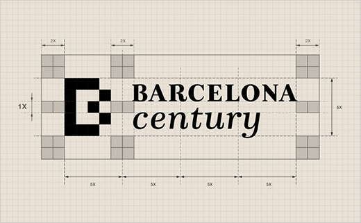 巴塞羅那世紀(jì)酒店logo設(shè)計(jì)品牌VI形象設(shè)計(jì)，幾何方形風(fēng)格