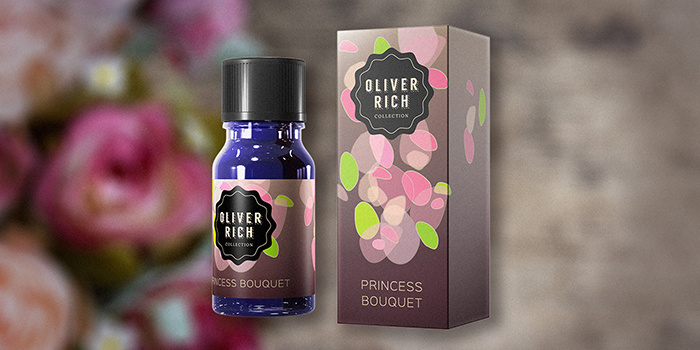 Oliver Rich 香薰精油油包裝設(shè)計，漂浮在空氣的抽象花瓣插畫設(shè)計
