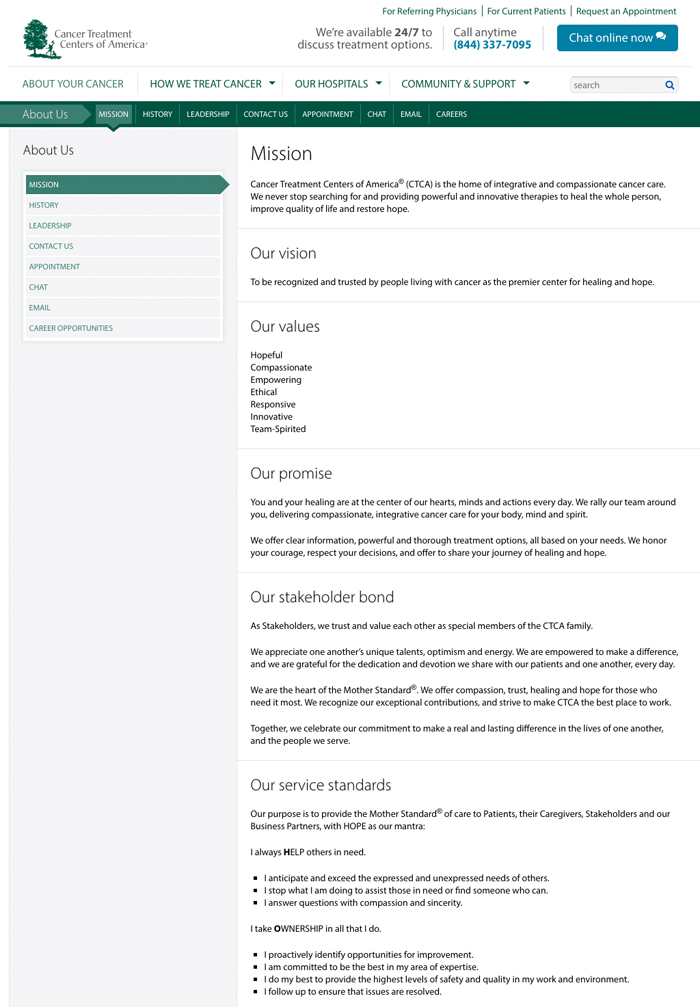 美國(guó)癌癥治療中心品牌承諾