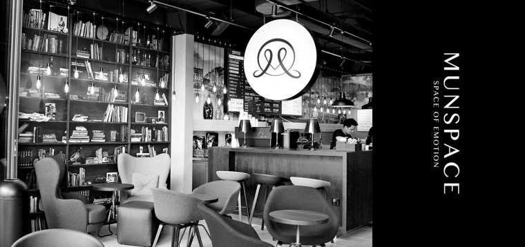 MUNSPACE咖啡（店）品牌形象設(shè)計(jì)logo設(shè)計(jì)，簡(jiǎn)約心形符號(hào)+字母M