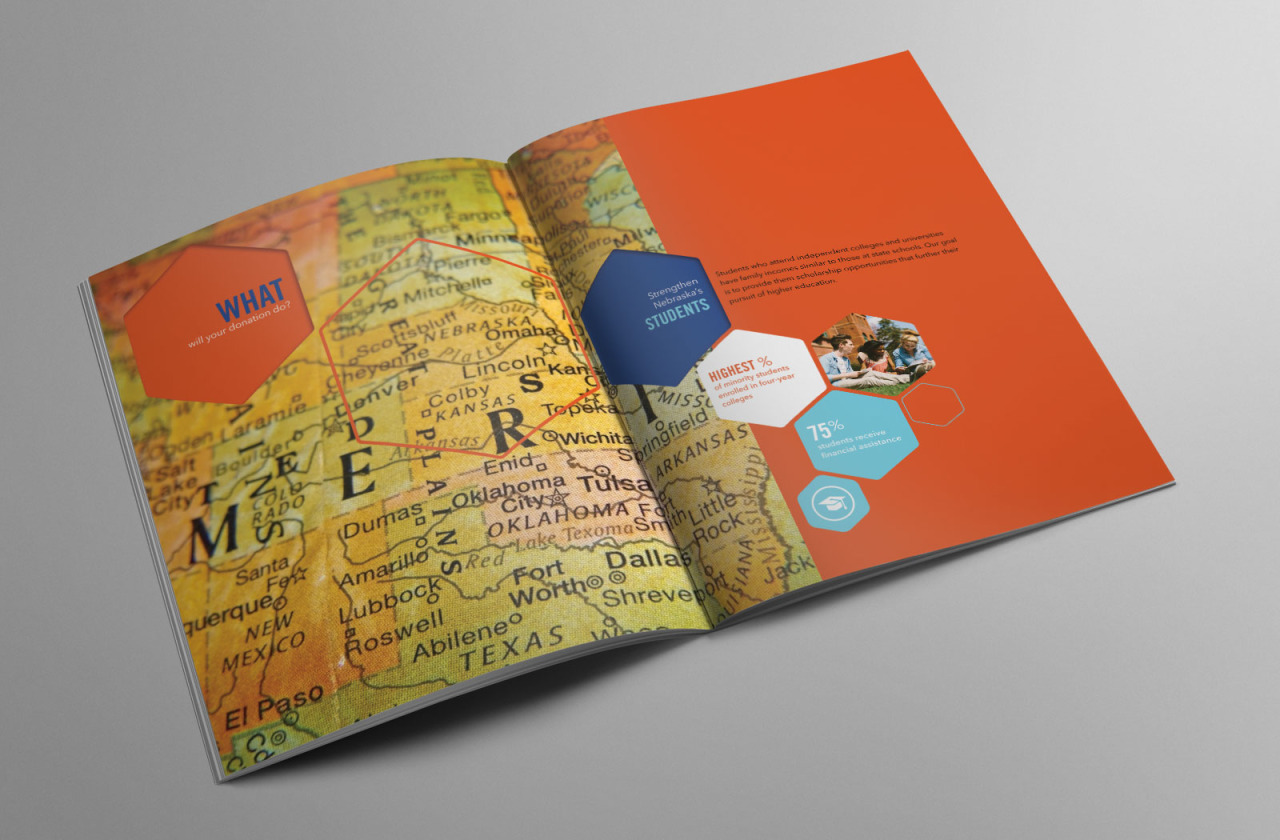 獨立學院基金會NICF宣傳畫冊設計，“蜂窩圖形”帶來的美與節(jié)奏感