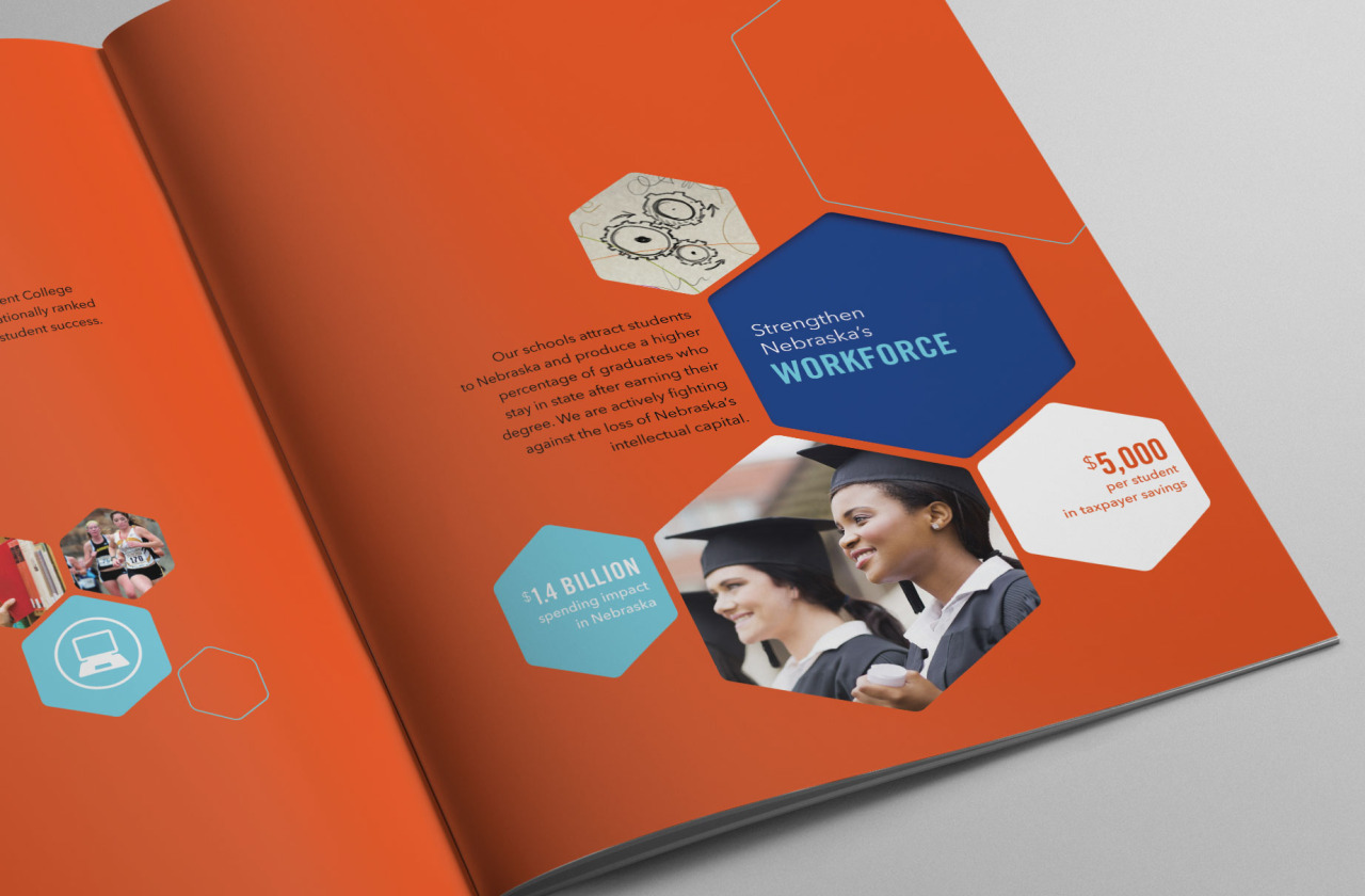 獨立學院基金會NICF宣傳畫冊設計，“蜂窩圖形”帶來的美與節(jié)奏感