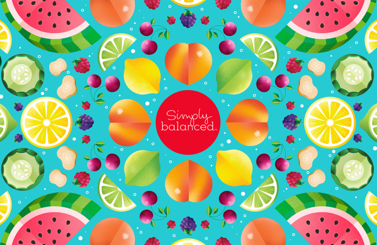 Simply Balanced 氣泡水果汁創(chuàng)意包裝設計，形成絢麗多彩的水果世界