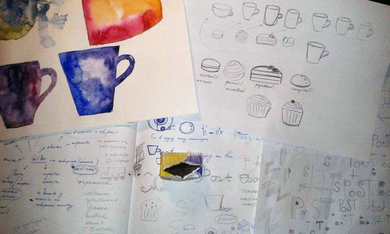 Postbox 手工甜品店品牌視覺形象VI設(shè)計(jì)“時(shí)尚色塊”元素