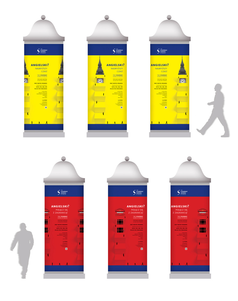 Stairway學(xué)校階梯狀標(biāo)志設(shè)計，取自英國國旗的三角元素