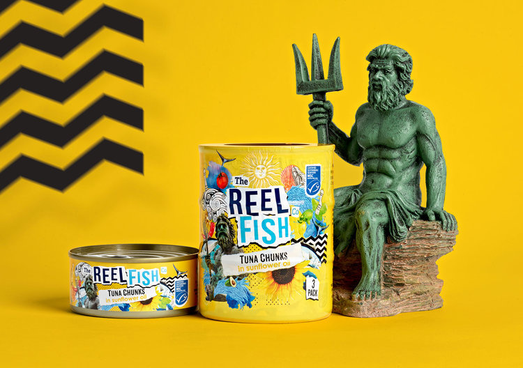 The Reel Fish 金槍魚罐頭包裝設(shè)計(jì),大膽的配色和自由活潑的插圖 The Reel Fish 金槍魚罐頭包裝設(shè)計(jì),大膽的配色和自由活潑的插圖