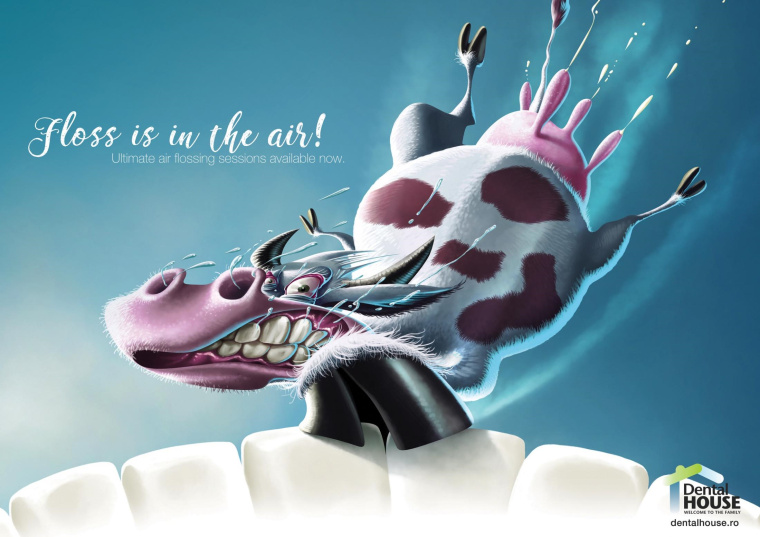 牙科之家終極空氣牙線平面廣告設(shè)計(jì)“牙線在空氣中”-牛 牙科之家終極空氣牙線平面廣告設(shè)計(jì)“牙線在空氣中”-牛