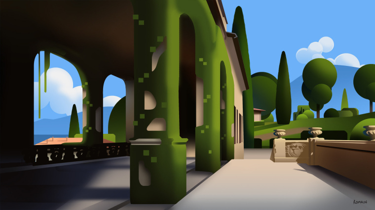 上海設計公司欣賞：后院立體風景插畫設計