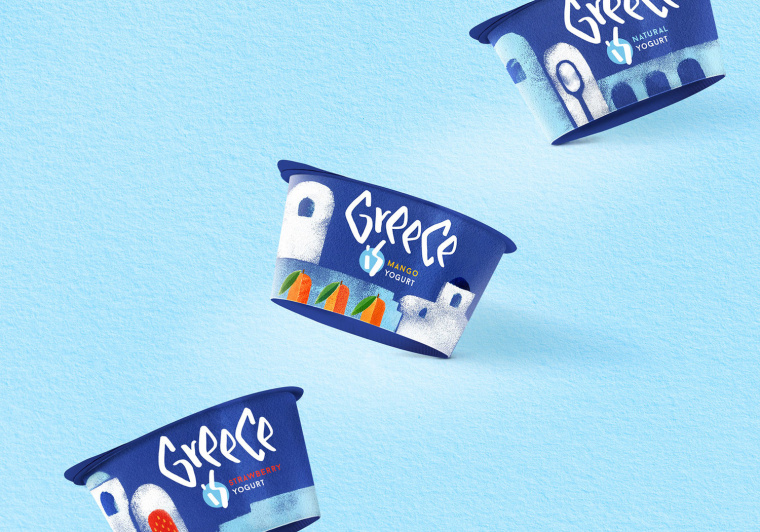 酸奶包裝-一個(gè)美麗的希臘地方特產(chǎn)食品包裝設(shè)計(jì)概念：送你去希臘的陽(yáng)光島