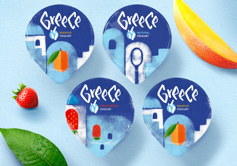 酸奶包裝：一個(gè)美麗的希臘地方特產(chǎn)食品包裝設(shè)計(jì)概念：送你去希臘的陽(yáng)光島