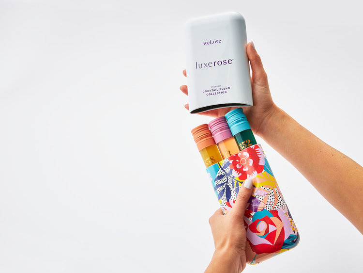 鮮艷、繽紛、有趣的Luxerose雞尾酒包裝設計插畫設計