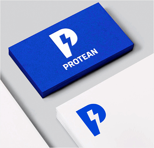 電動(dòng)汽車技術(shù)公司Protean 企業(yè)logo設(shè)計(jì)，閃電字母P