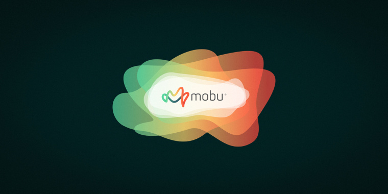 Mobu手機(jī)與移動配件零售連鎖店品牌logo設(shè)計,動感的漸變色線條M字母logo