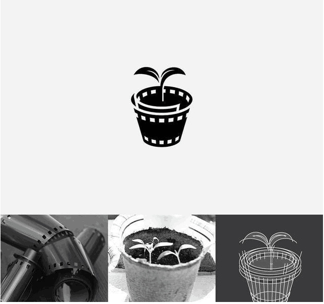 logo設(shè)計(jì)過程圖示揭示logo設(shè)計(jì)靈感-植物電影l(fā)ogo設(shè)計(jì)